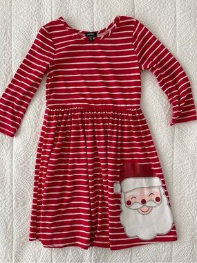 Zunie Red and White Stripe Santa Appliqué Dress